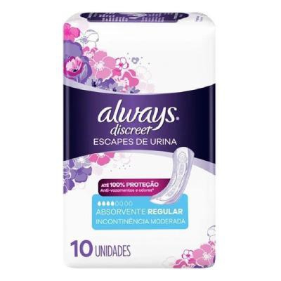 Absorvente para Incontinência Always Discreet Escapes de Urina Regular 10 Unidades